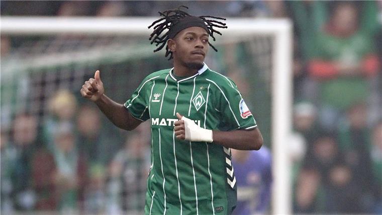  Samuel Mbangula brachte Werder gegen den FC St. Pauli früh in Führung,