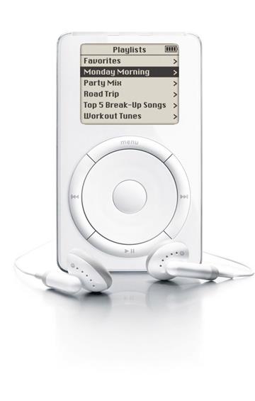 2001: Apple steigt mit dem iPod ins Geschäft mit Musik-Playern ein. Das Gerät wird von Kritikern zunächst als zu teuer abgetan - wird aber zum Marktführer.