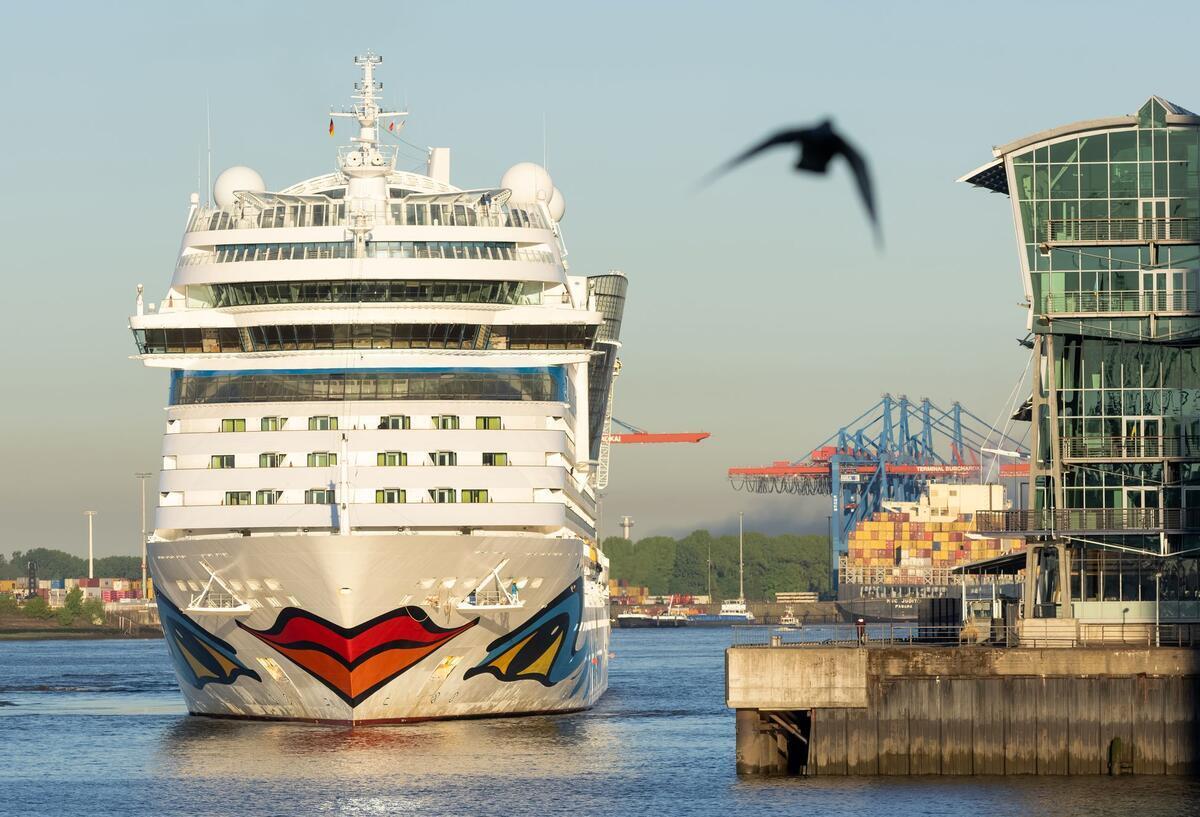 Das Kreuzfahrtschiff „Aidasol“ läuft in den Hamburger Hafen ein