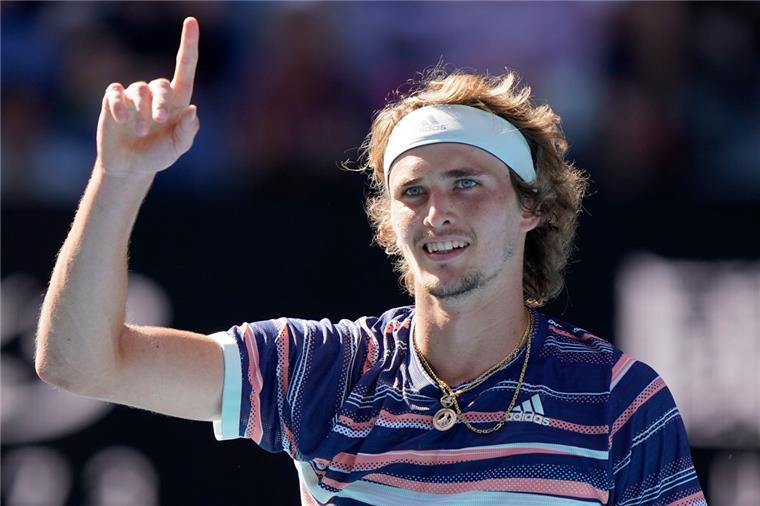 Alexander Zverev feiert nach seinem Sieg.