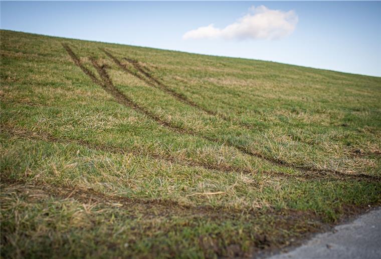 Allein den Deichverteidigungsweg mit dem Auto zu benutzen, ist schon verboten, erst recht darf hier natürlich niemand auf dem Deich fahren.