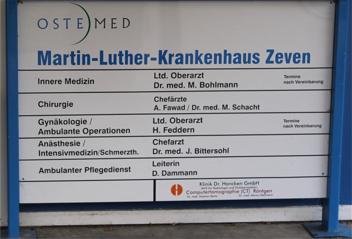 Alles Vergangenheit: Das inzwischen abgewickelte Martin-Luther-Krankenhaus Zeven hatte laut Hanns-Ulrich Leisterer mal acht Intensivbetten, neue OP-Räume, Labor- und Röntgenkapazität. Vor allem die Intensivbetten würden in Corona-Zeiten dringend benötigt.