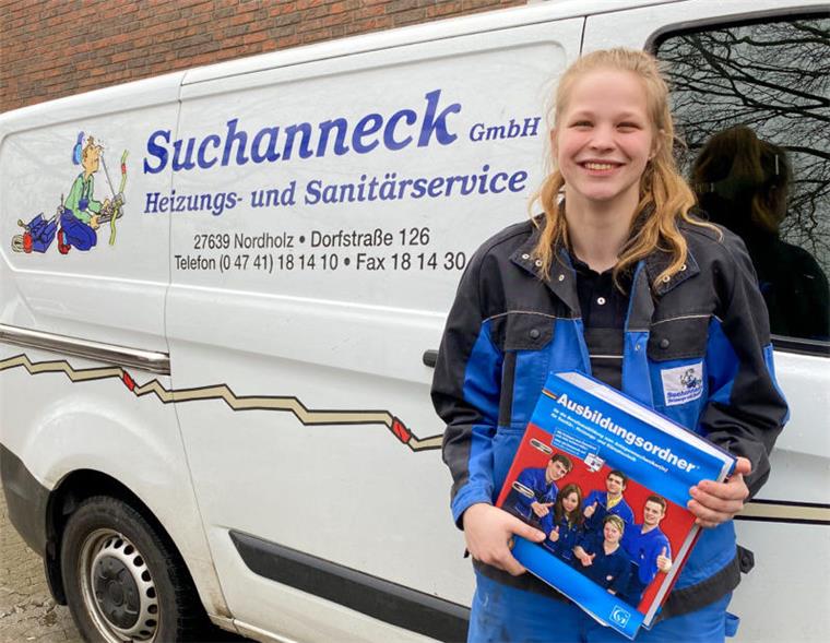 Als einzige weibliche Auszubildende hat Mascha Luhn (20) aus Nordholz die Gesellenprüfung zur Anlagenmechanikerin mit Bestnote abgeschlossen. 
