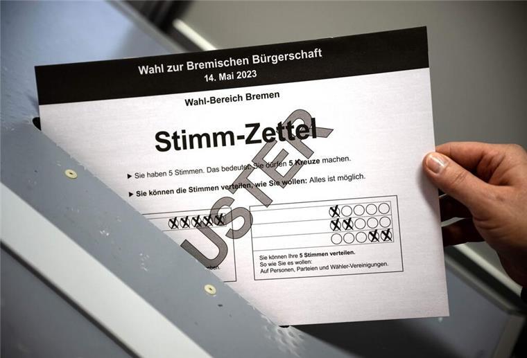 Ein Muster-Stimmzettel zur Wahl der Bremischen Bürgerschaft.