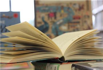 Ein Buch liegt aufgeschlagen auf einem anderen Buch.