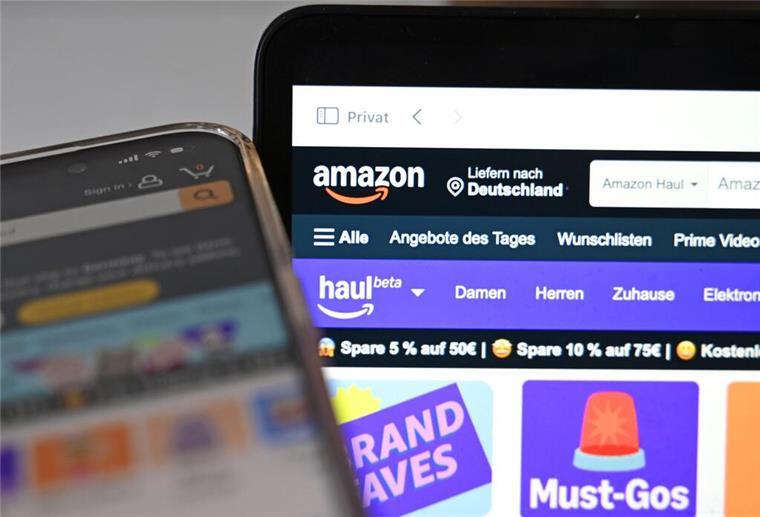 Amazon startet „Haul“ in Deutschland: Das steckt hinter der Schnäppchen-Rubrik Die Oberfläche des US-Portals Amazon Haul ist auf einem Laptop in Deutschland zu sehen.