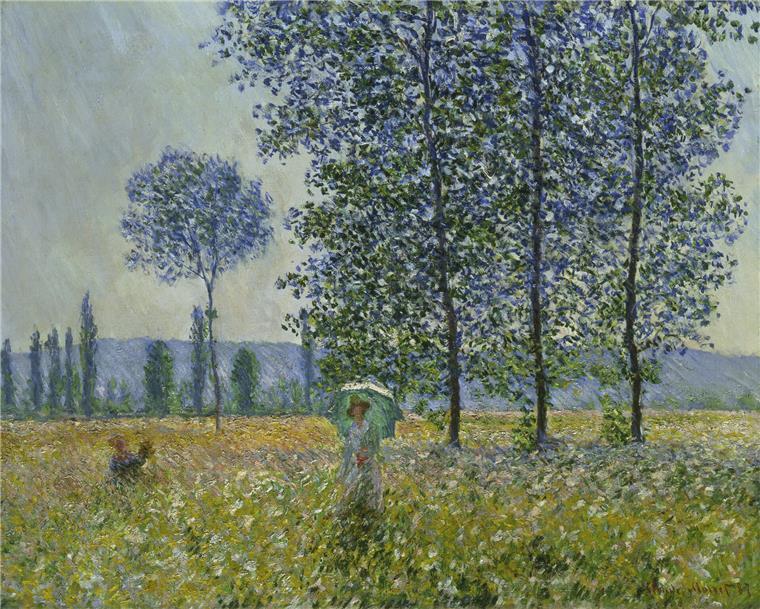 An der luftigen Augenblicksmalerei - wie hier Monets „Felder im Frühling“ - können sich die Besucher in Bremen erfreuen.