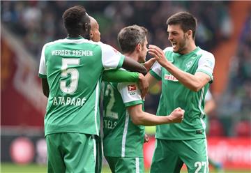 An Torjubel haben sich die Grün-Weißen gewöhnt. Werder hat in der Rückrunde 32-mal zugeschlagen. Foto Jaspersen/dpa