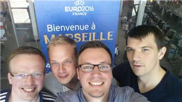 Angekommen in Marseille (von links): Andre Fricke (Beverstedt), Dennis Harms, Andreas Möller (Stotel) sowie Philip Bähr.  