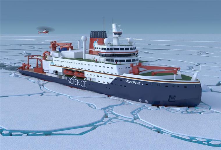 Darum soll die „Polarstern II“ über eine Milliarde Euro kosten Fürs Eis gemacht: Ansicht des geplanten Neubaus des eisbrechenden Forschungs- und Versorgungsschiffes "Polarstern II" des Alfred-Wegener-Instituts.
(Grafik: Alfred-Wegener-Institut / thyssenkrupp Marine Systems)