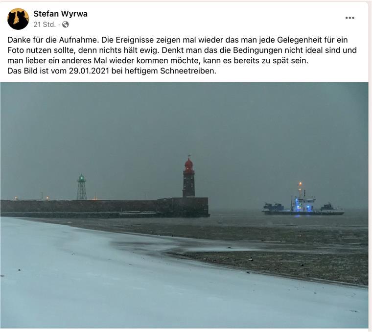 Auch im Winter waren die Mole und der Turm reizvolle Motive. Dieses Foto entstand 2021 - im vorletzten Winter der Mole.