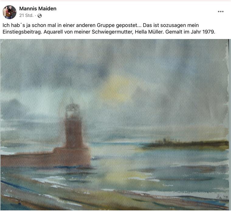 Auch Maler faszinierte die Nordmole. Hier ein stimmungsreiches Aquarell.