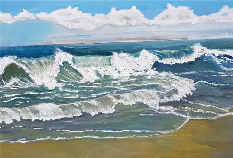 Auf der Insel Sylt entstand dieses Gemälde von Helga Zierau. Es ist in der Ausstellkung zu sehen.