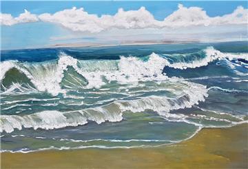 Auf der Insel Sylt entstand dieses Gemälde von Helga Zierau. Es ist in der Ausstellkung zu sehen.