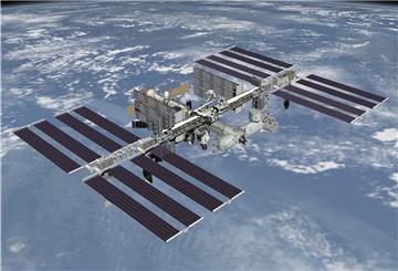 Künstlerische Darstellung der Nasa vom 30.11.2011 zeigt die Internationale Raumstation (ISS) in ihrer gegenwärtigen Ausbaustufe in der Erdumlaufbahn