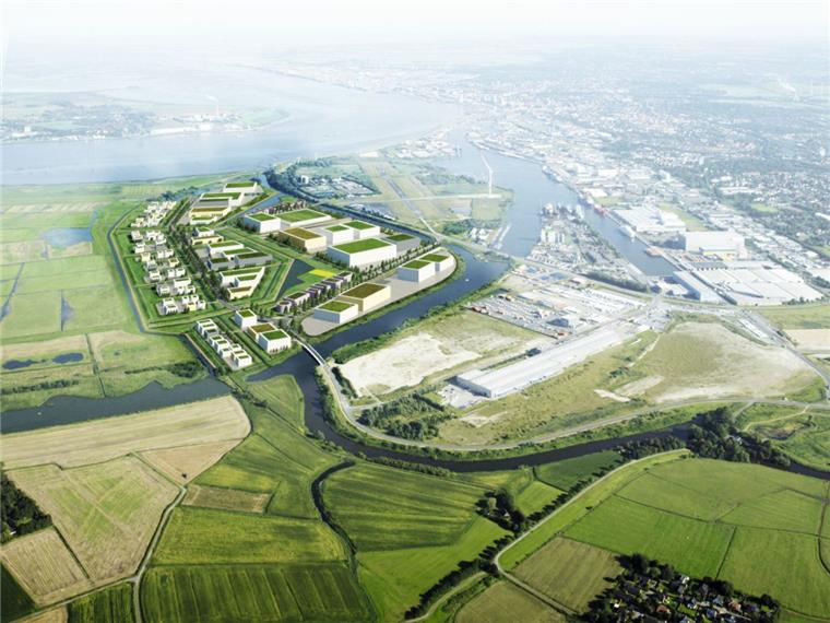 Bremerhaven hat keinen Platz mehr Auf der Luneplate soll ein Gewerbegebiet für die „Green Economy“ entstehen – das dauert aber noch ein paar Jahre. Grafik BIS