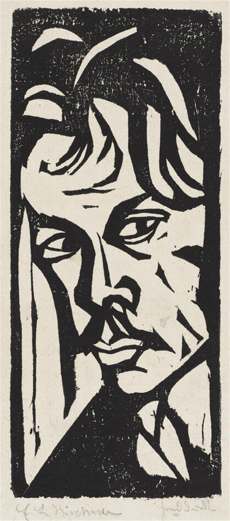 Auf seinem Selbstporträt verleiht sich Ernst-Ludwig Kirchner markantere Züge als in Wirklichkeit.