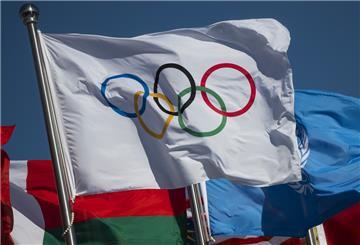 Olympische Ringe auf einer Flagge
