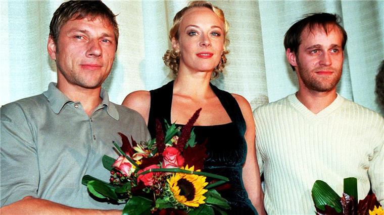 Katja Riemann mit ihren Schauspielkollegen Jürgen Vogel (rechts) und Richy Müller.