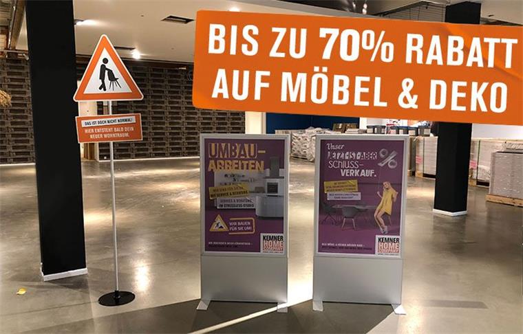 Wegen Komplett-Umbau: Kemner reduziert Möbel, Küchen und Deko bis zu 70 Prozent Beim Möbelhaus Kemner Home Company in Bad Bederkesa gibt es derzeit auf viele Möbel und Deko-Artikel satte Rabatte.