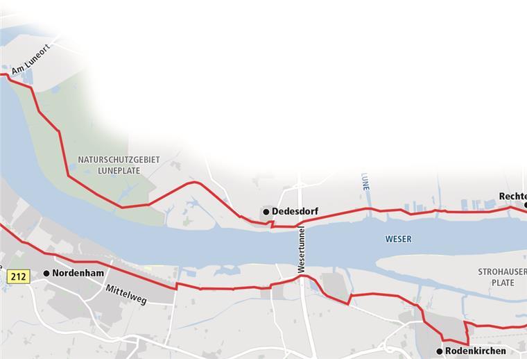 Weser-Radweg: Bei dieser Radtour muss man zweimal an Bord Route