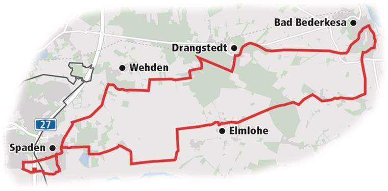 Durch Wald und Wiese zur Burg am See Radroute