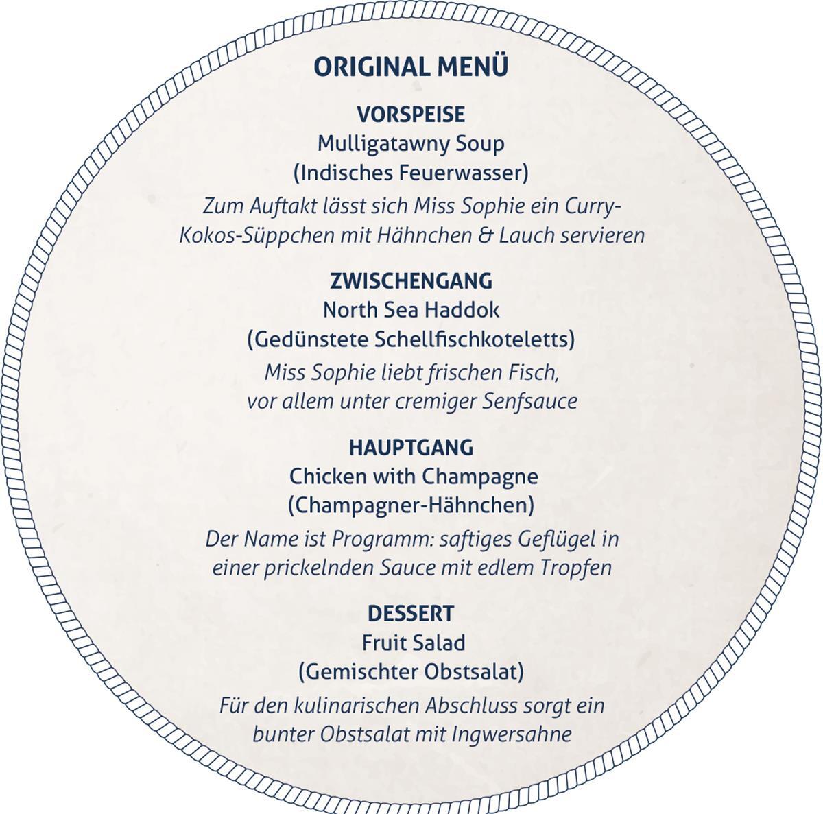 Tigerfell trifft Zwerchfell - „Dinner for One“ auf der MS Hansa Menü Dinner for one