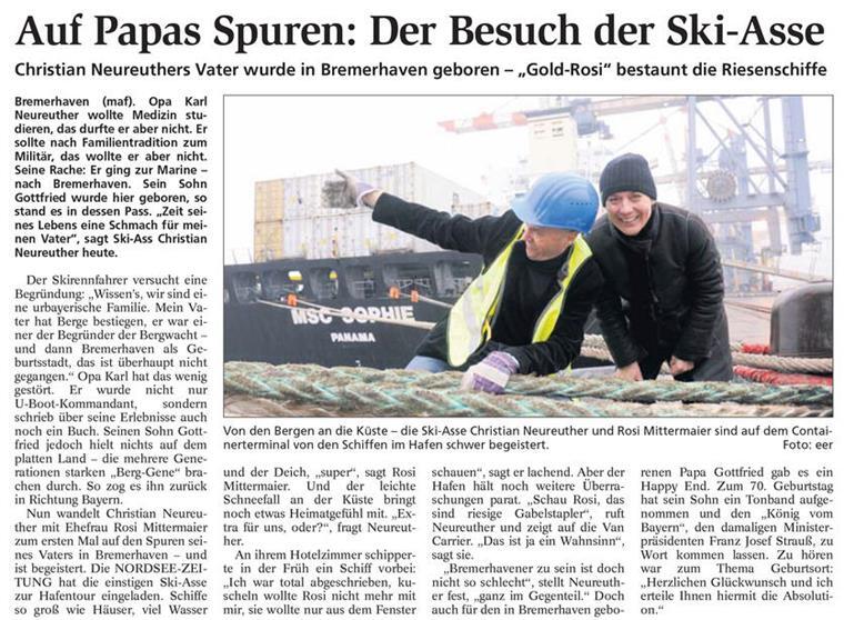 Warum Rosi Mittermaier in Bremerhaven nicht kuscheln wollte