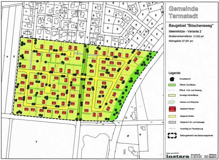 Skizzen für neues Baugebiet in Tarmstedt liegen vor Der Planungsausschuss der Gemeinde Tarmstedt gab in seiner jüngsten Sitzung Auskunft über den Stand des Baugebietes „Vor dem großen Vieh“ .