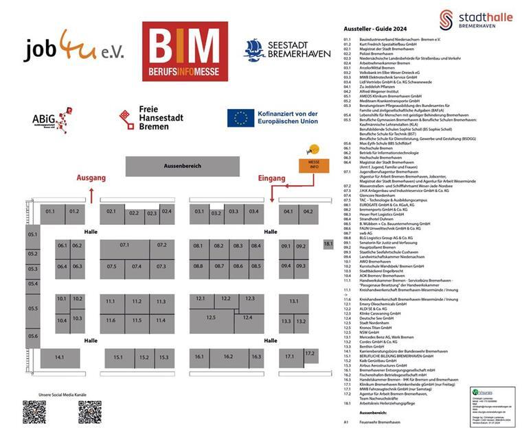 Der Ausstellerplan der Berufsinformationsmesse in der Stadthalle Bremerhaven.