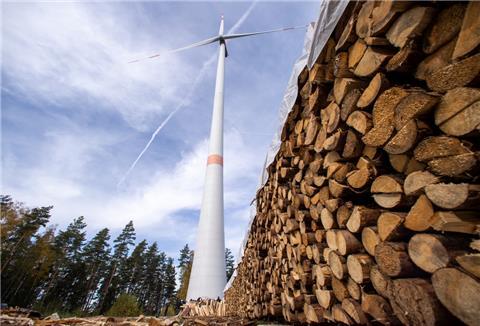 Windkraftanlage im Wald