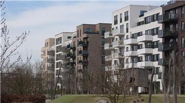 Blick auf Balkone von Wohnhäusern in der Mitte Altona.