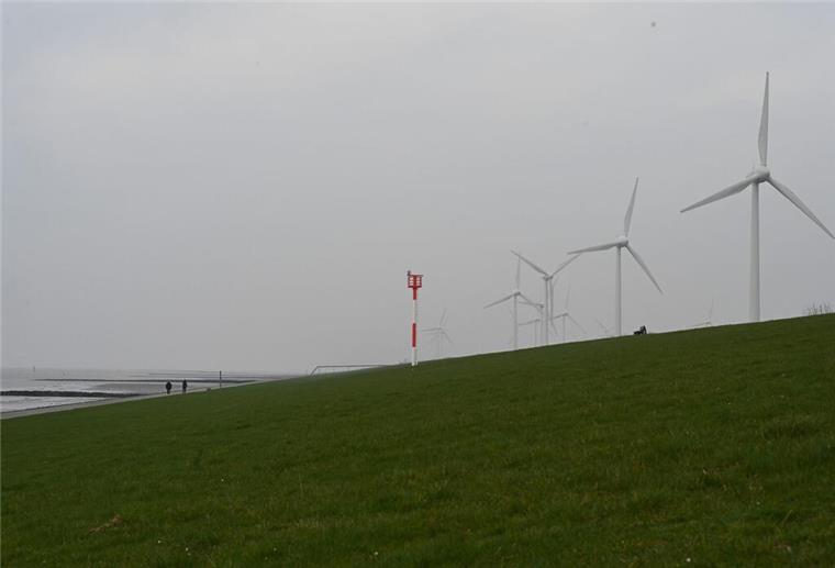 Elf Menschen bei Gasaustritt an Deich verletzt Blick auf den Windpark Rysumer Nacken.