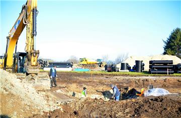 Blick auf die Baustelle "Gewerbegebiet West" in Bad Bederkesa. 