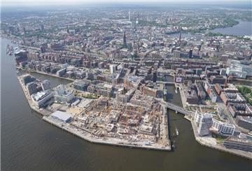 Blick aus der Luft auf die Hamburger Hafencity