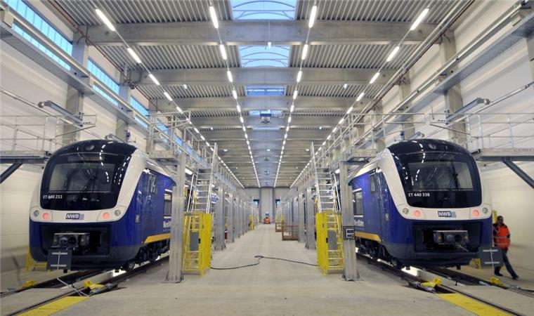 Blick in die Werkstatthalle der Nordwestbahn in Bremerhaven-Wulsdorf.
