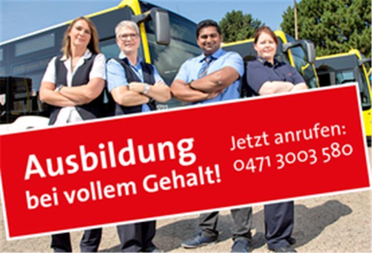 Bremerhaven Bus bietet eine Ausbildung im Fahrdienst mit vollem Gehalt ab dem 1. Tag.