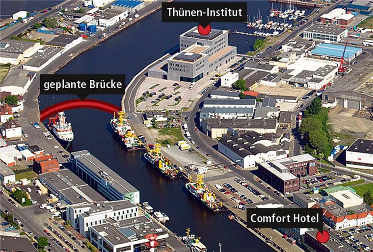 FDP bekommt Unterstützung für Brücke im Fischereihafen Bremerhaven-Fischereihafen: Hier soll die Brücke herführen.