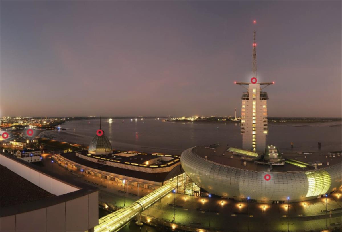 Das ist Bremerhavens neue Super-Webcam Ein Bild der Panomax: morgendlicher Blick auf die Havenwelten