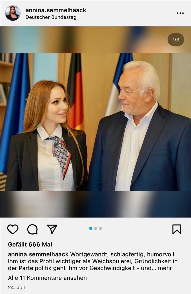 Bundestagsvizepräsident Wolfgang Kubicki unterstützt die Kandidatur von Annina Semmelhaack.