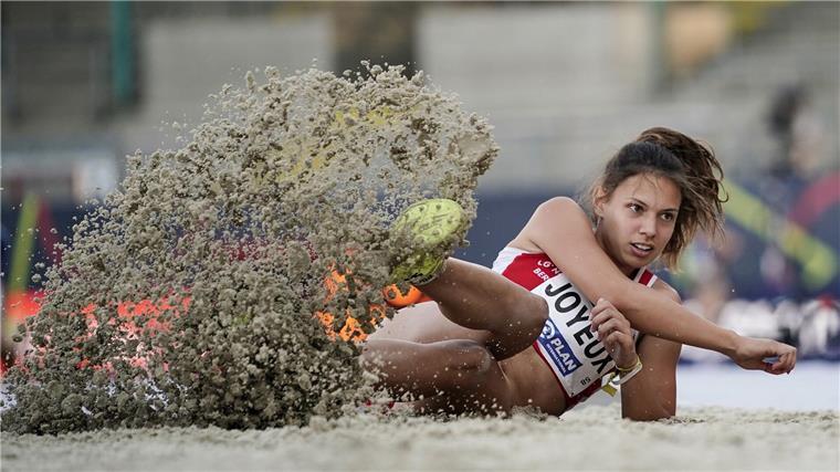 Caroline Joyeux sprang in Madrid 14,42 Meter und holte damit viele Punkte fürs deutsche Team.