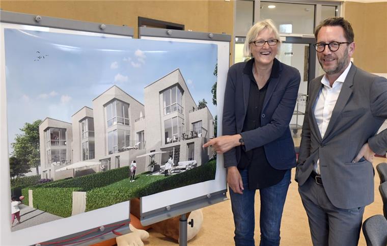 Catharina- Viertel: Architektin Silke Grube und Investor Dr. Stefan Woltering präsentieren das Bauvorhaben. 