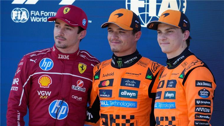 Charles Leclerc (l-r), Lando Norris und Oscar Piastri wollen in Spielberg siegen.