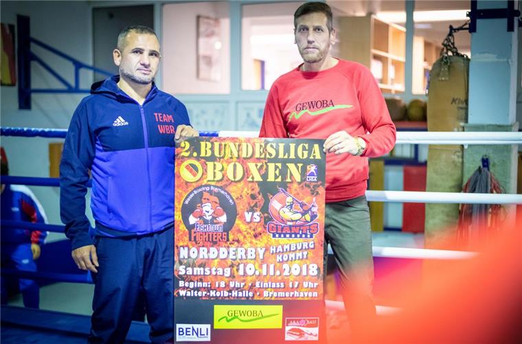 Cheftrainer Mohamed Zaher (links) und Weser-Boxring-Vorsitzender Marco Blome freuen sich auf die zweite Bundesliga in Bremerhaven.