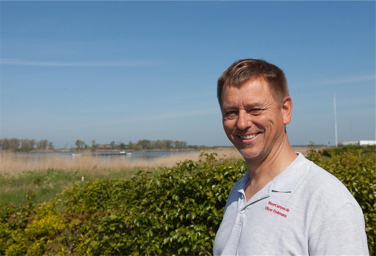 Campingplatz Sandstedt: Über zehn Bewerber Da hatte er noch gut lachen: Über zwei Jahre lang hat Oliver Diekmann die Campingplätze in Sandstedt und Rechtenfleth betrieben. Im Sommer 2020 warf er das Handtuch. Foto Archiv