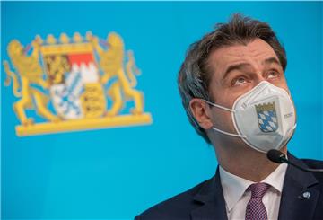 Markus Söder (CSU), Ministerpräsident von Bayern, nimmt nach der Sitzung des bayerischen Kabinetts an einer Pressekonferenz teil.