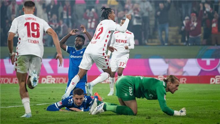 Damion Downs (M) brach für den 1. FC Köln am Samstagabend zunächst den Bann und traf zum 1:0.