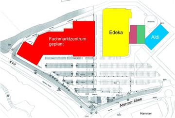 Das Fachmarktzentrum soll neben dem E-Center entstehen.