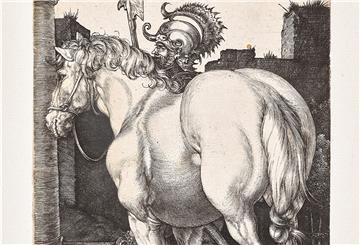 "Das Große Pferd" (1505) ist endlich zurück in Bremen. Nach 78 Jahren ist der Kupferstich von Albrecht Dürer wieder in der Kunsthalle. Foto: Kunsthalle