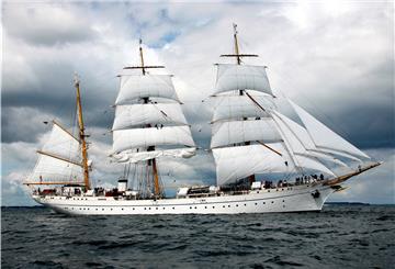 Die "Gorch Fock" unter Segel.